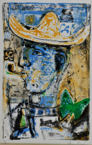Figure with Hat and Butterfly