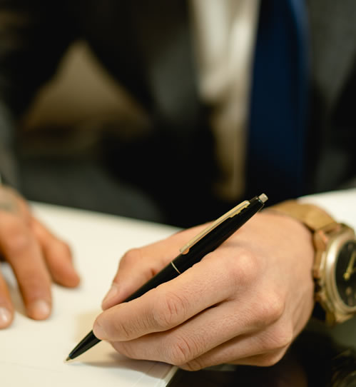 Hand signing with pen