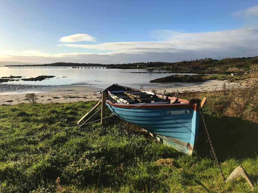 Water boat and grass verge