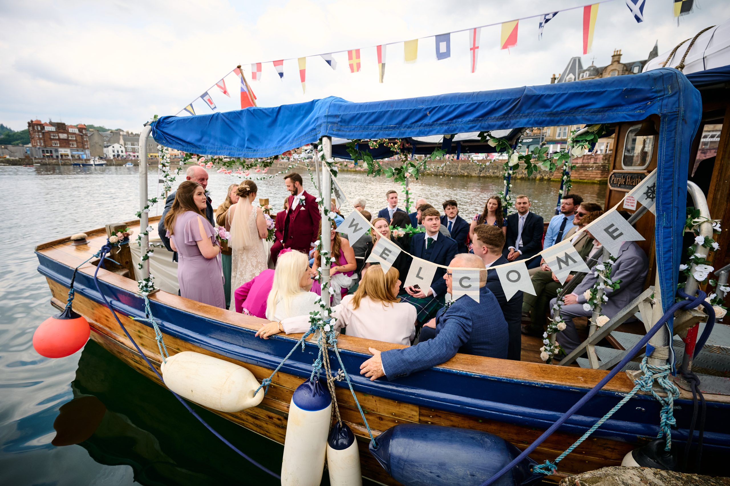 a wedding party on a boat 