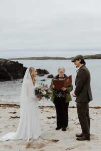 Photo of couple being married on the beach