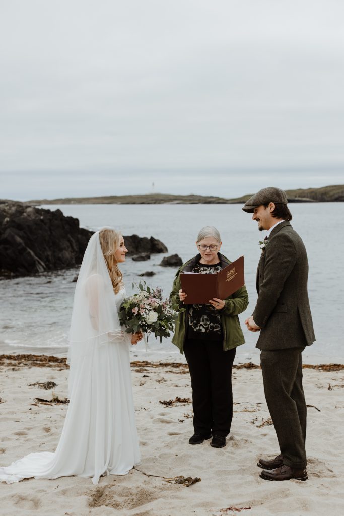 Photo of couple being married on the beach