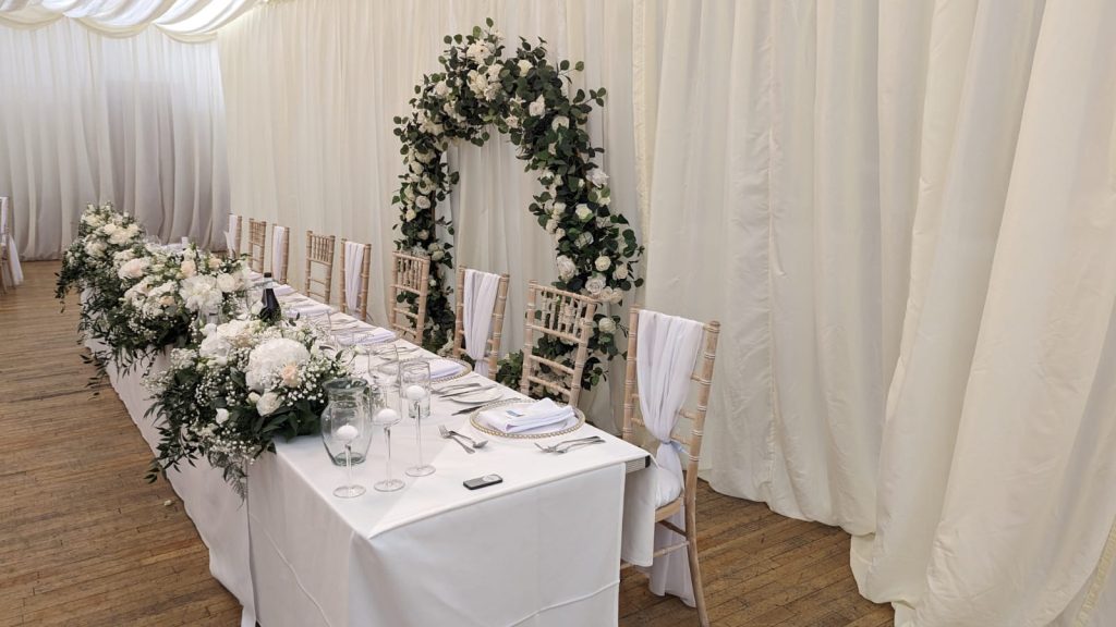 image showing tables set out for a wedding party