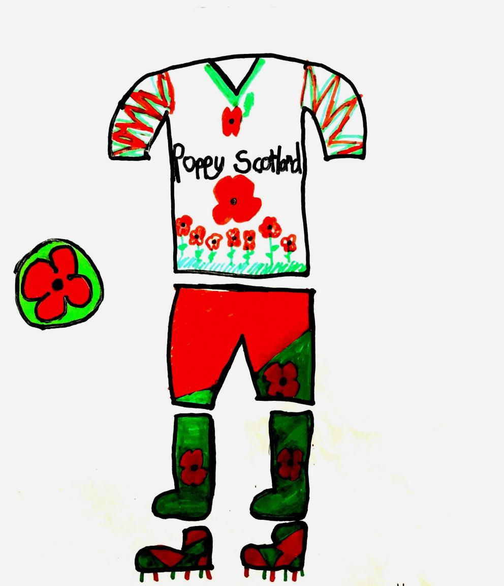 drawing of football strip designed by school pupils