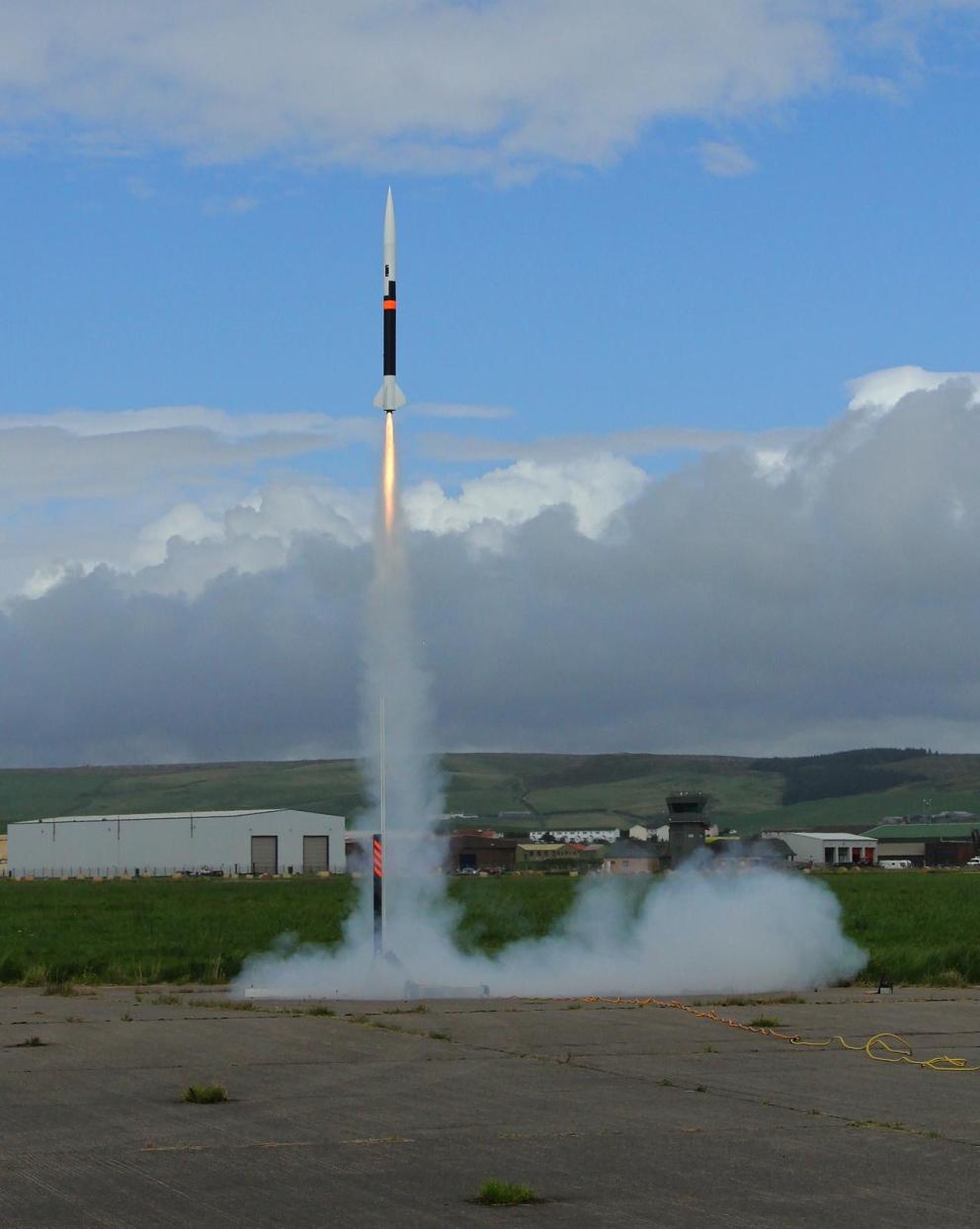 small rocket being launched