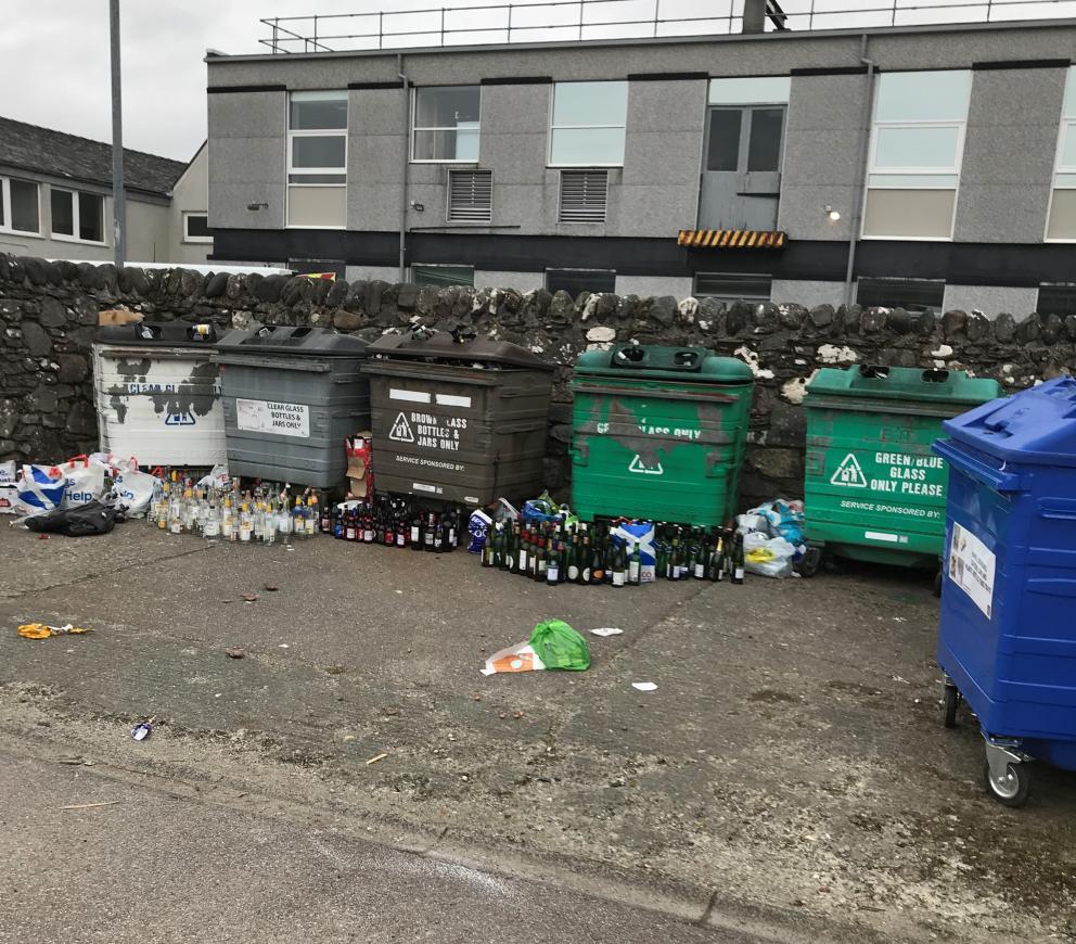 Stag Car Park recycling point littering