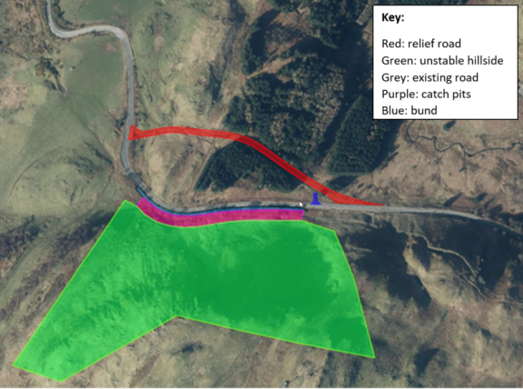 A816 landslip - map of proposed works