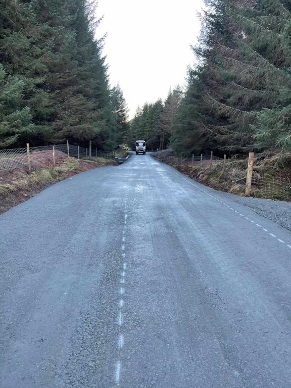 A816 landslip at Ardfern - 13th December - progress is being laying tarmac on the bypass road