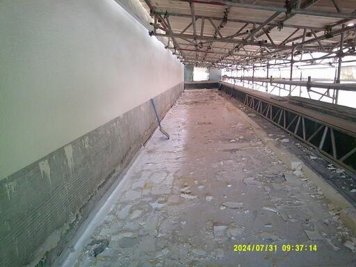  Roof 2 (West Elevation) existing roofing stripped exposing roof screed awaiting inspection from project Architect/Engineer.