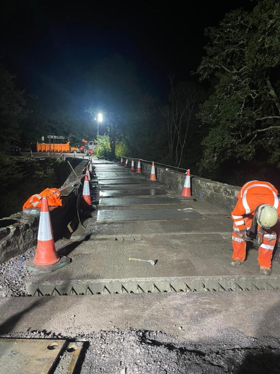 Final slabs being laid at Kilninver Bridge