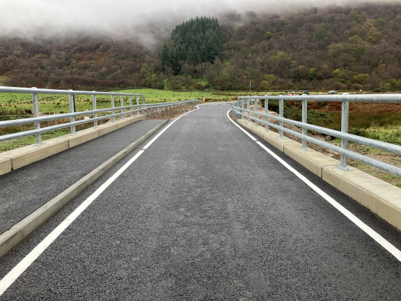 The road over the new Balliemore Bridge