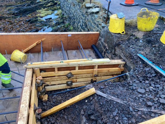 Works currently ongoing at the sea wall