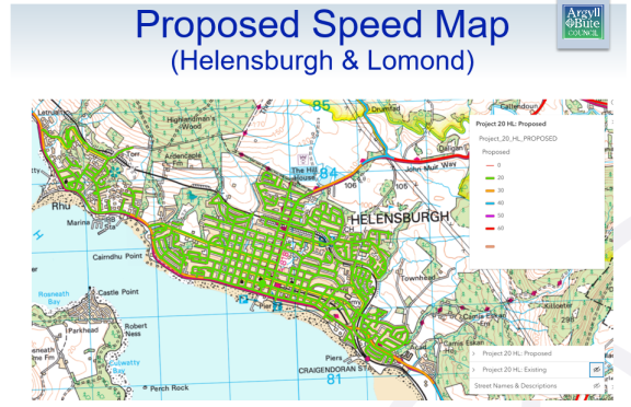 map of proposed speeds in Helensbugh
