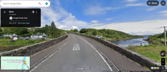 View travelling north west approaching Clachan Bridge