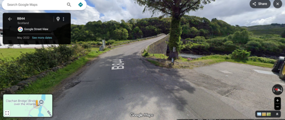 View travelling East approaching the bridge.
