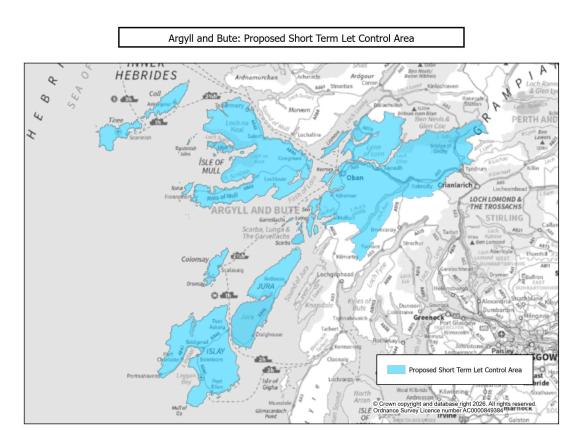 Map of proposed short-term let control areas
