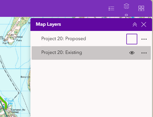 screenshot showing different layers on the map