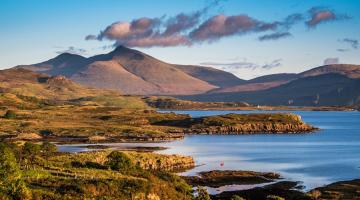 Hills and mountains of mull with loch 
