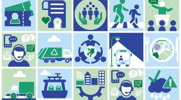 decorative icon showing representations of council services