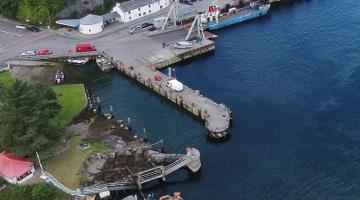 Image shows an aerial view of Port Askaig, Islay
