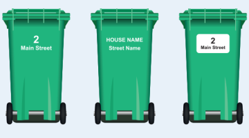 three green bins