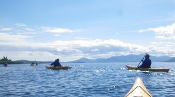 View from a kayak on the sea 