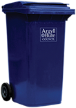 Blue wheelie bin