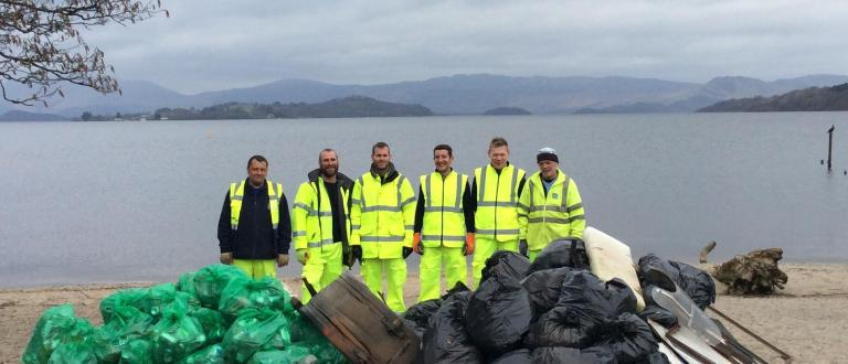 A picture of the litter-picking team