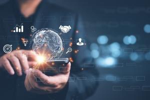 Person on phone doing business