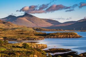 Hills and mountains of mull with loch 