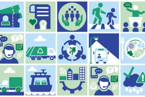 decorative icon showing representations of council services