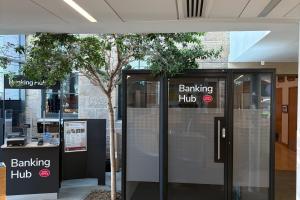Images shows the new banking hub counter and private meeting room