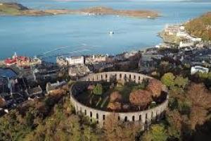 An aerial view of McCaig's Tower in Oban