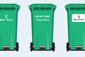 three green bins