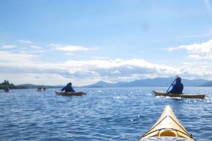View from a kayak on the sea 