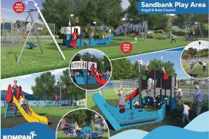 Image shows Sandbank play area with how the new upgrades will look including new play equipment 