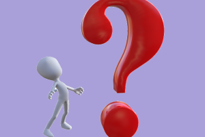 A stylised person looks up at a red question mark