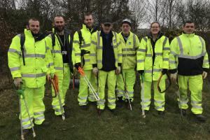 A photo of the team of litter pickers