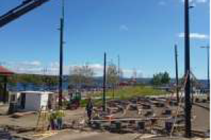 Lighting column being fitted