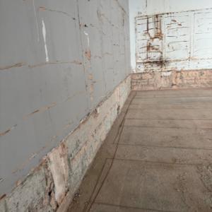 Image shows internal works including the removal of mirrors from the gym and studios