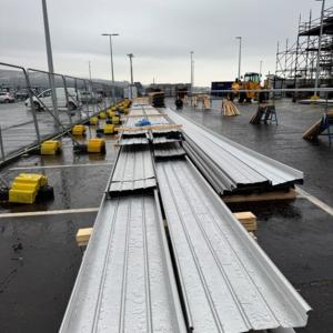 Image shows the completed roofing sheets 