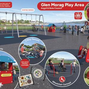 Image shows how the play park upgrades will look including some of the new equipment 